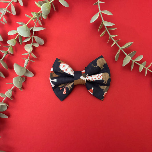 Navy Dachschund - Small Bow Tie